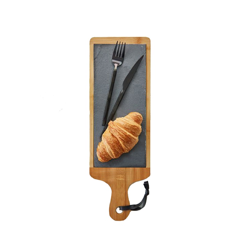 Natural Wooden Dinner Plate With Slate Inlay