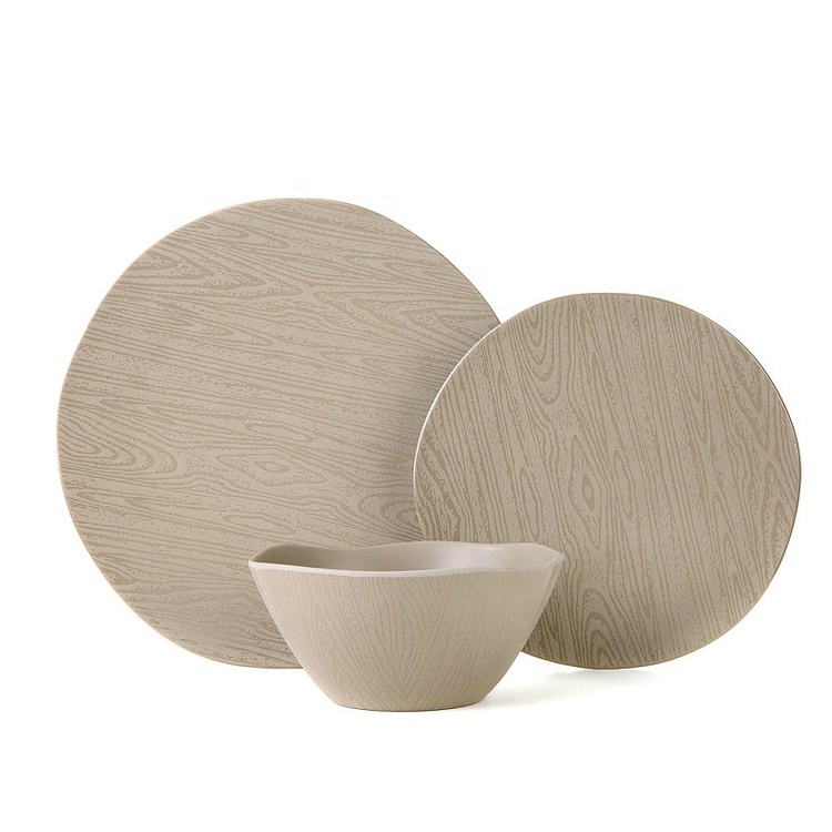 Bamboo fiber wood grain dinnerware
