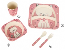 Eco-friendly Bamboo Fiber 5 Piece Kids Tableware Set