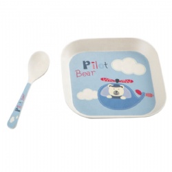 BPA free bamboo fiber kids dinnerware set