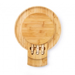 Bamboo Cheese Board Including Hidden Drawer with Serving Tools