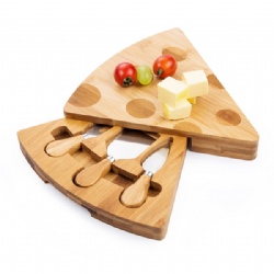 Cheese -shaped cheese  cutting board & cutlery Set with Slide-Out Drawer