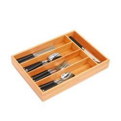 Bamboo kitchen Drawer Organizer Tray For Cutlery