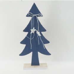 Wooden Xmas  tree-shaped table decoration-blue