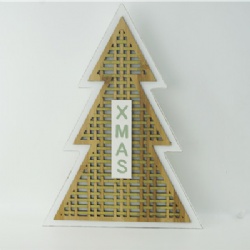 Wooden&bamboo Xmas tree-shaped table decoration