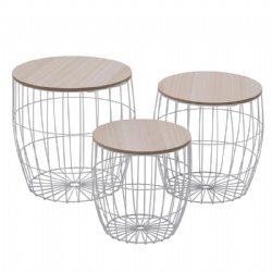 Basket tea table set of 3-grey