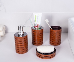 4pcs bathroom set  PS material wooden-faked