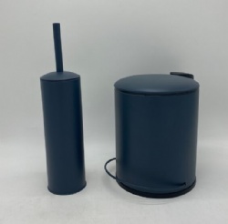 Round pedal dustbin with Toilet brush NEW-blue