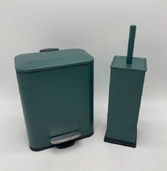 Rectangle pedal dustbin with toilet brush NEW-green