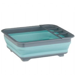 Collapsible Dish Drainer - Aqua & Grey