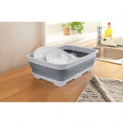 Collapsible Washing Up Bowl - Grey & White