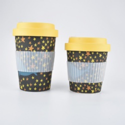 Eco-friendly Biodegradable bamboo fiber coffee cups with screw lid