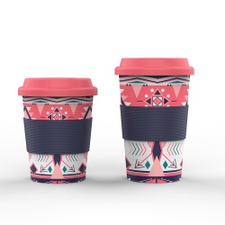 Heat-proof Bamboo Fiber Cup Coffee Mug With Silicone Sleeves