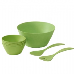 Eco-friendly custom printed bamboo fibre round salad bowl set